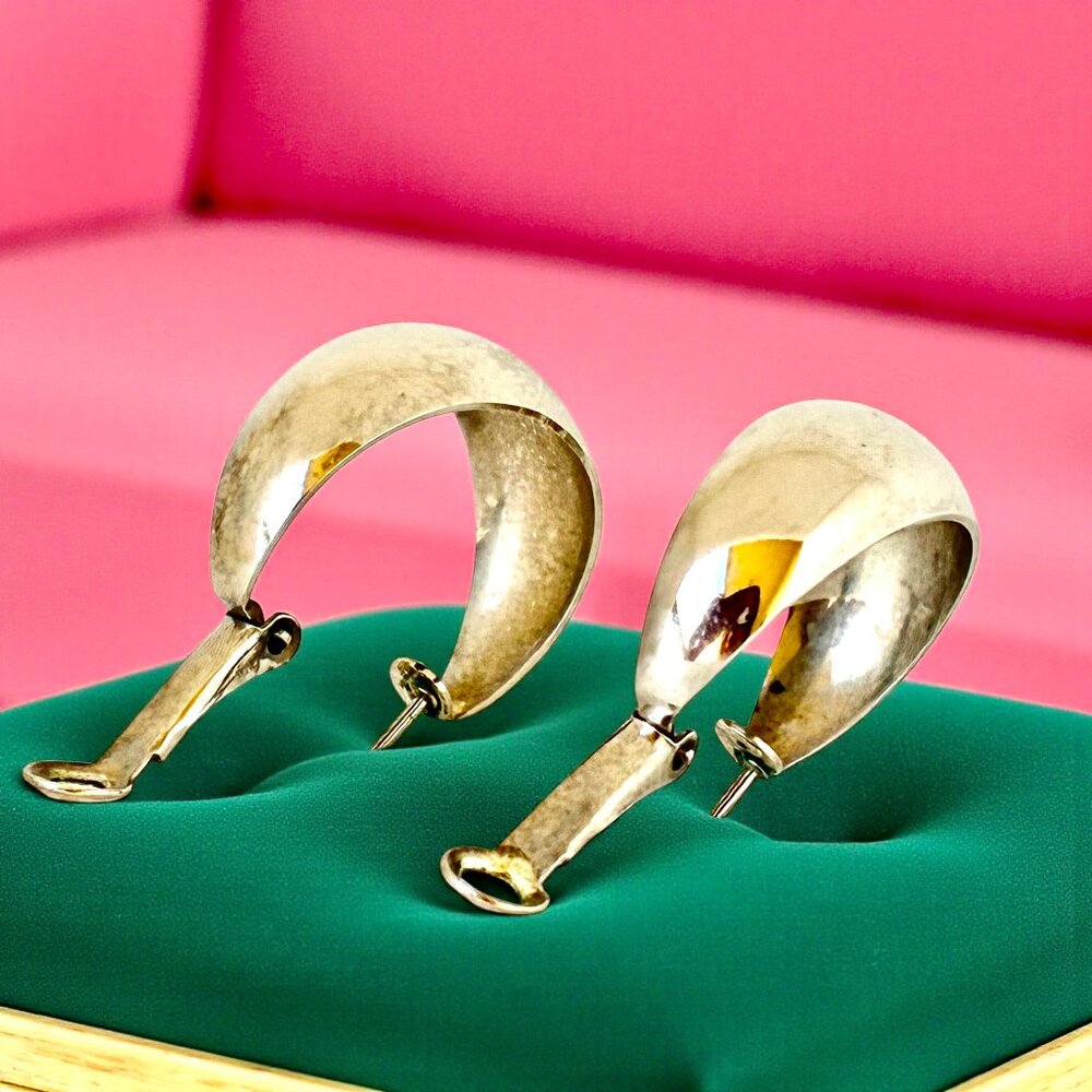 Silver-tone Hoop Earrings Leverback for Pierced Ears